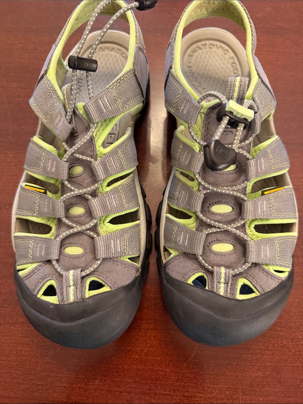 Keen Gray and Lime Women’s Closed-Toe Hiking Sandals